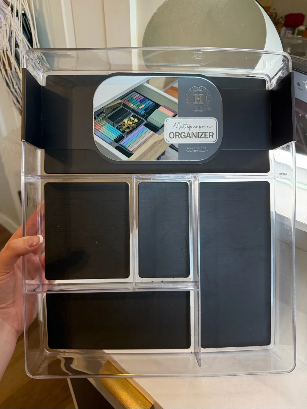 NEW Heritage Living Clear Multipurpose Organizer with Dark Grey Inserts - Picture 1 of 7